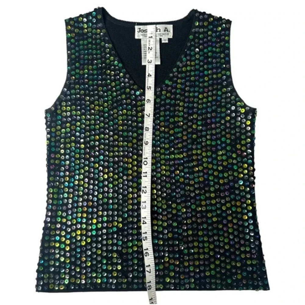 Joseph A Vintage 90s Multicolor Sequin Tank‎ Top Size Small - Picture 9 of 12